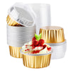 5 Oz Round Foil Creme Brulee Cup Gold/Silver Base With Clear Lid - 500/Case