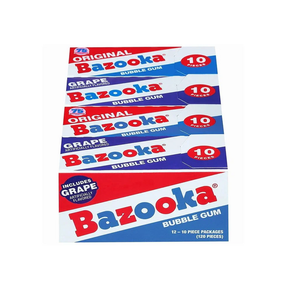 Bazooka - Wallet Pack Bubblegum Original & Grape 10 Pcs - 12 Packs