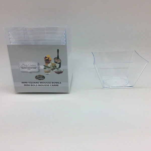 2 Oz Clear Plastic Mini Curved Square Bowls - 576/case