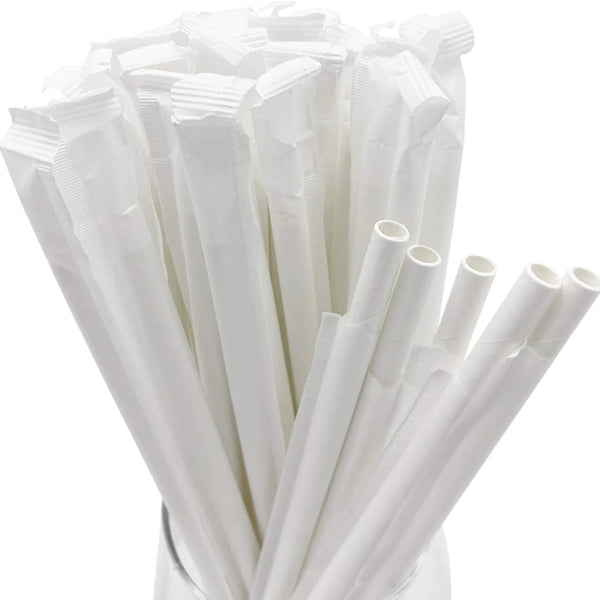 Paper Straw White Individually Wrapped 