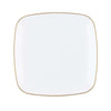 Square Plastic Plates With Gold Rim 7.5 inch, Party Dessert Plates