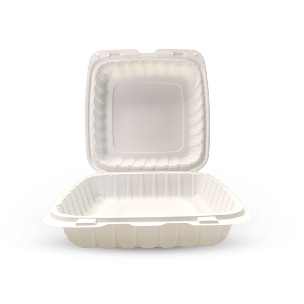 DURA - 9" x 9" x 3" MFPP Microwavable Take Out Container White - 150/Case - Megastore