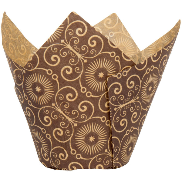 Enjay - 2" x 3.25" Dark Brown Mariposa Printed Tulip Cup - 10 x 100pcs/Case - Megastore