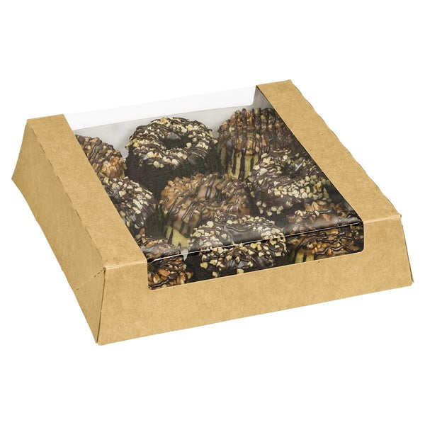 Inno-Pak Visions - Kraft Window Bakery Box 10.43" x 10.43" x 2.5" - 100/Pack - Megastore
