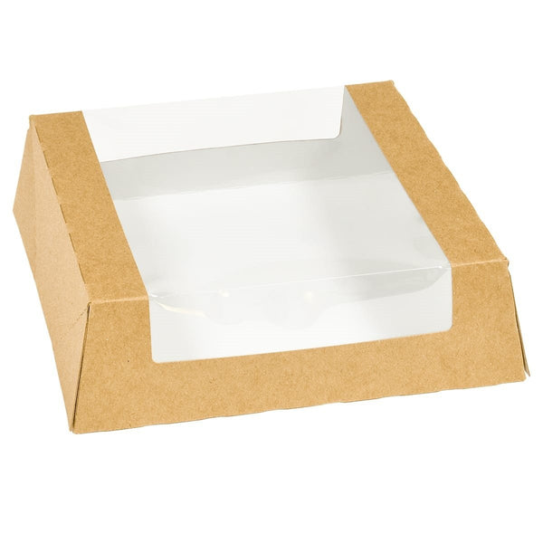 Inno-Pak Visions - Kraft Window Bakery Box 9.43" x 9.43" x 2.5" - 100/Case - Megastore