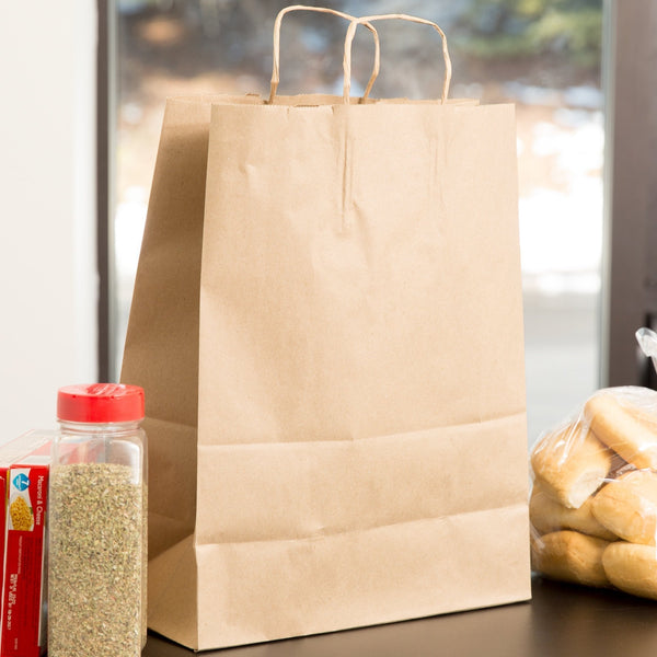 MC - 14" x 10" x 15.5" Kraft Paper Bag With Handle - 200/Case - Megastore