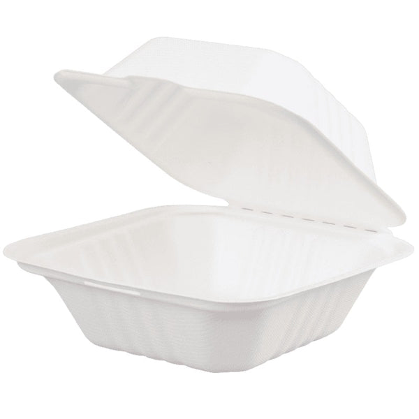 MC - 6" x 6" x 3" Sugarcane & Bamboo Bagasse Sandwich Container - 400/Case - Megastore