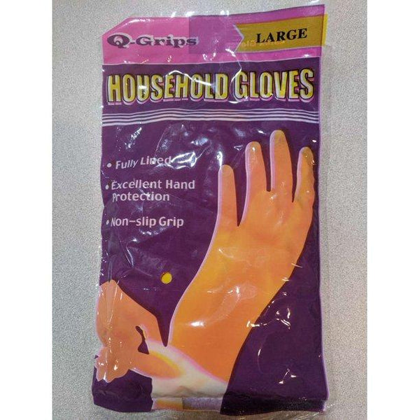 MC - Large Cleaning Gloves Yellow Q-Grip - 12 Pairs - Megastore