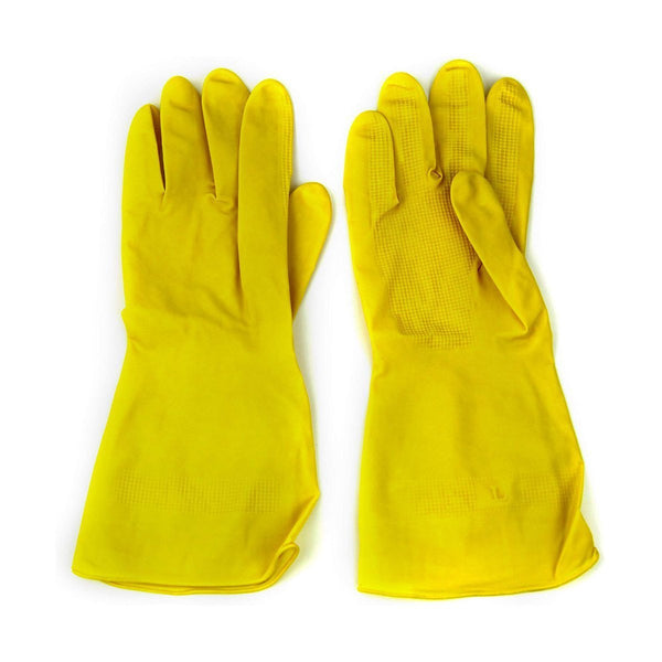 MC - Medium Cleaning Gloves Yellow Q-Grip - 12 Pairs - Megastore