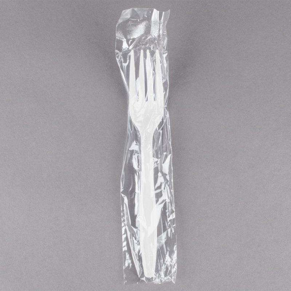 MC - Plastic Fork White Heavy Weight Individually Wrapped - 1000/Case - Megastore