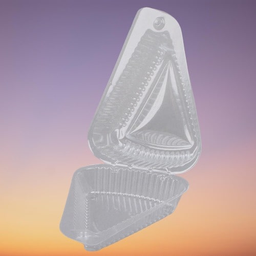 Polar Pak - 5" Medium Dome Hinged Clear Pie/Cake Slice Container - 100/Pack - Megastore
