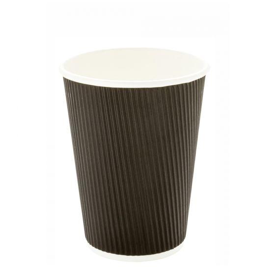 Pronto - 12 Oz Ripple Wall Hot Paper Cup Black - 25 / Sleeve - Megastore