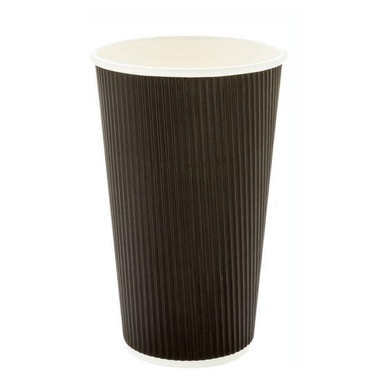 Pronto - 16 Oz Ripple Wall Hot Paper Cup Black - 25 / Sleeve - Megastore