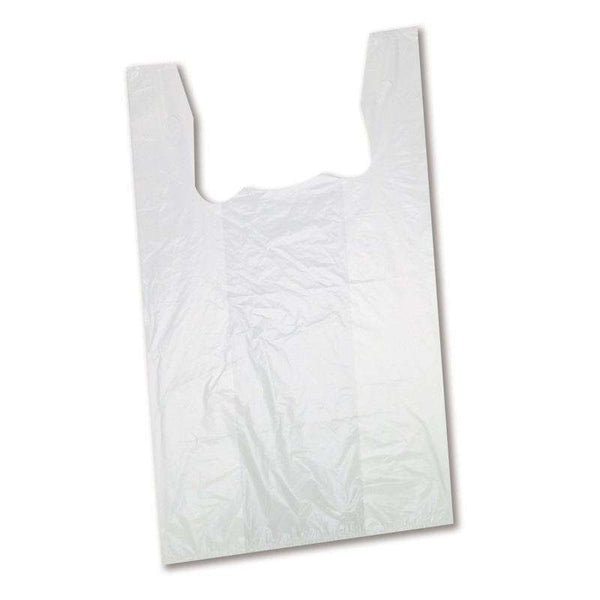 S2 White - Low Density T-Shirt Shopping Bags 10"x 5"x 18"- 2000/Case - Megastore