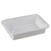 DURA - 32 Oz Microwavable White Rectangular Container + Clear Lid - 150 Sets - Mega Store